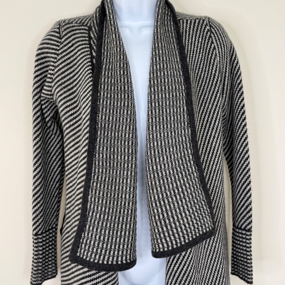 The Cashmere Project Sweater Cardigan XS Black Gray Draped Open Front Knit - Picture 3 of 11